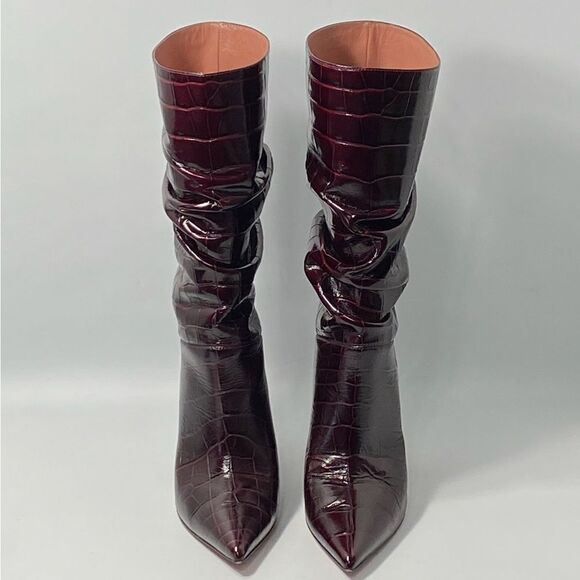 Amina Muaddi Ida Croc-Embossed Leather Booties size 36.5 - Picture 4 of 12